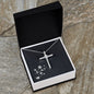 White Gold CZ Cross Pendant Necklace