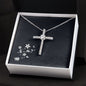 White Gold CZ Cross Pendant Necklace