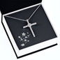 White Gold CZ Cross Pendant Necklace