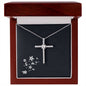 White Gold CZ Cross Pendant Necklace