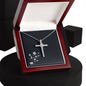 White Gold CZ Cross Pendant Necklace