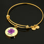 Attitude of Gratitude Purple Flower Charm with Bangle Bracelet