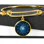 Aquarius Zodiac Sign Charm with Bangle Bracelet