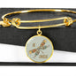 "Be Unique" Dragonfly Charm with Adjustable Bangle Bracelet