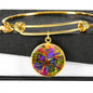 "Free and Beautiful" Colorful Butterfly Charm with Bangle Bracelet