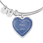 "Peace, Love" Religions Heart Charm with Adjustable Bangle Bracelet