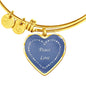 "Peace, Love" Religions Heart Charm with Adjustable Bangle Bracelet