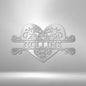 Lovely Heart Name Monogram Metal Wall Hanging | Indoor or Outdoor Art | Wedding Anniversary Gift
