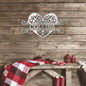 Lovely Heart Name Monogram Metal Wall Hanging | Indoor or Outdoor Art | Wedding Anniversary Gift
