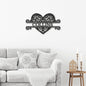 Lovely Heart Name Monogram Metal Wall Hanging | Indoor or Outdoor Art | Wedding Anniversary Gift