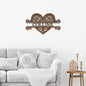 Lovely Heart Name Monogram Metal Wall Hanging | Indoor or Outdoor Art | Wedding Anniversary Gift