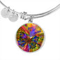 "Free and Beautiful" Colorful Butterfly Charm with Bangle Bracelet