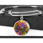 "Free and Beautiful" Colorful Butterfly Charm with Bangle Bracelet