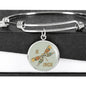 "Be Unique" Dragonfly Charm with Adjustable Bangle Bracelet