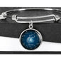 Aquarius Zodiac Sign Charm with Bangle Bracelet