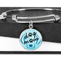 Dog Mom Charm with Adjustable Bangle Bracelet
