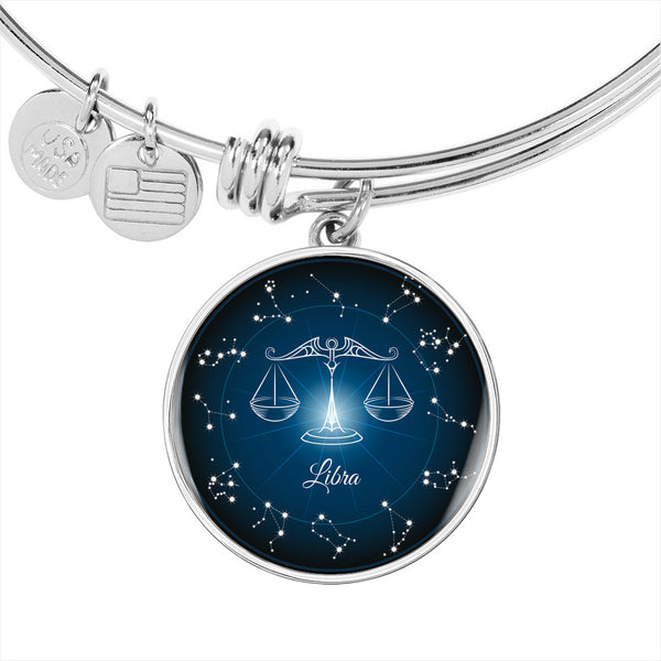 Libra Zodiac Sign Charm with Bangle Bracelet
