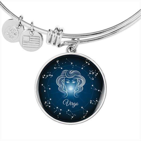 Virgo Zodiac Sign Charm with Bangle Bracelet