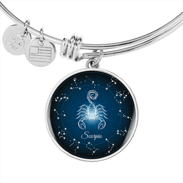 Scorpio Zodiac Sign Charm with Bangle Bracelet