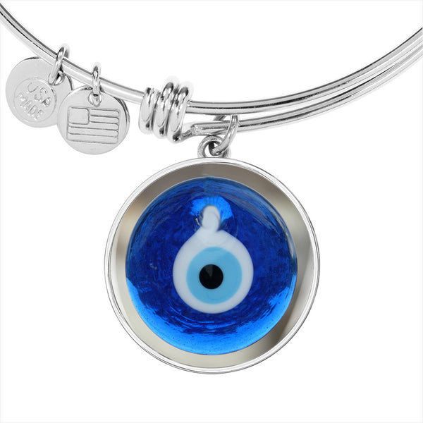 Nazar Amulet (the Evil Eye) Charm with Adjustable Bangle Bracelet