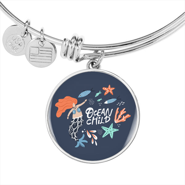 "Ocean Child" Charm with Adjustable Bangle Bracelet