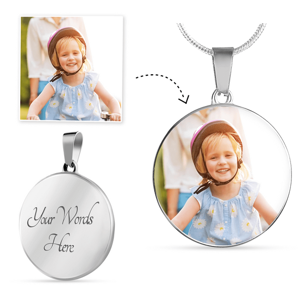 Personalized Custom Circle Pendant with Necklace - One-of-a-Kind, Memorable Keepsake